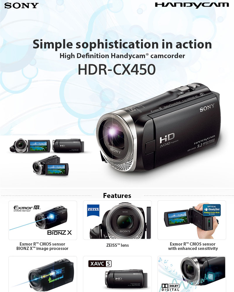 Sony Handycam HDRCX450 30x optical zoom Camcorder FullHD WiFi NFC eBay