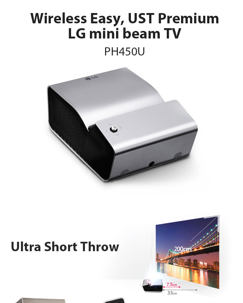 LG PH450U Mini beam TV Projector UST 1280X720 450 Ansi Bluetooth